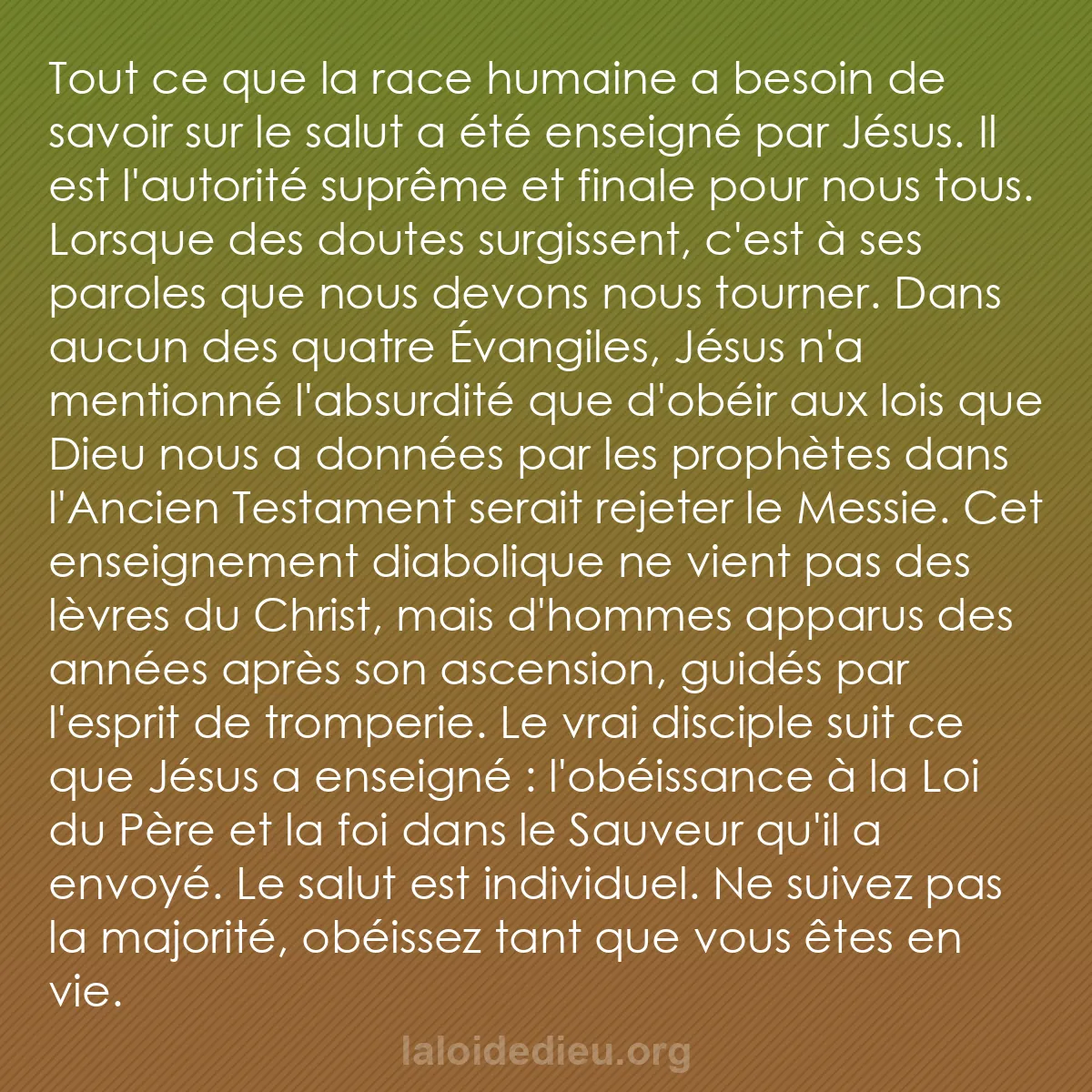 b0349 - Post à propos de la Loi de Dieu : Tout ce que la race humaine a besoin de savoir sur le salut...