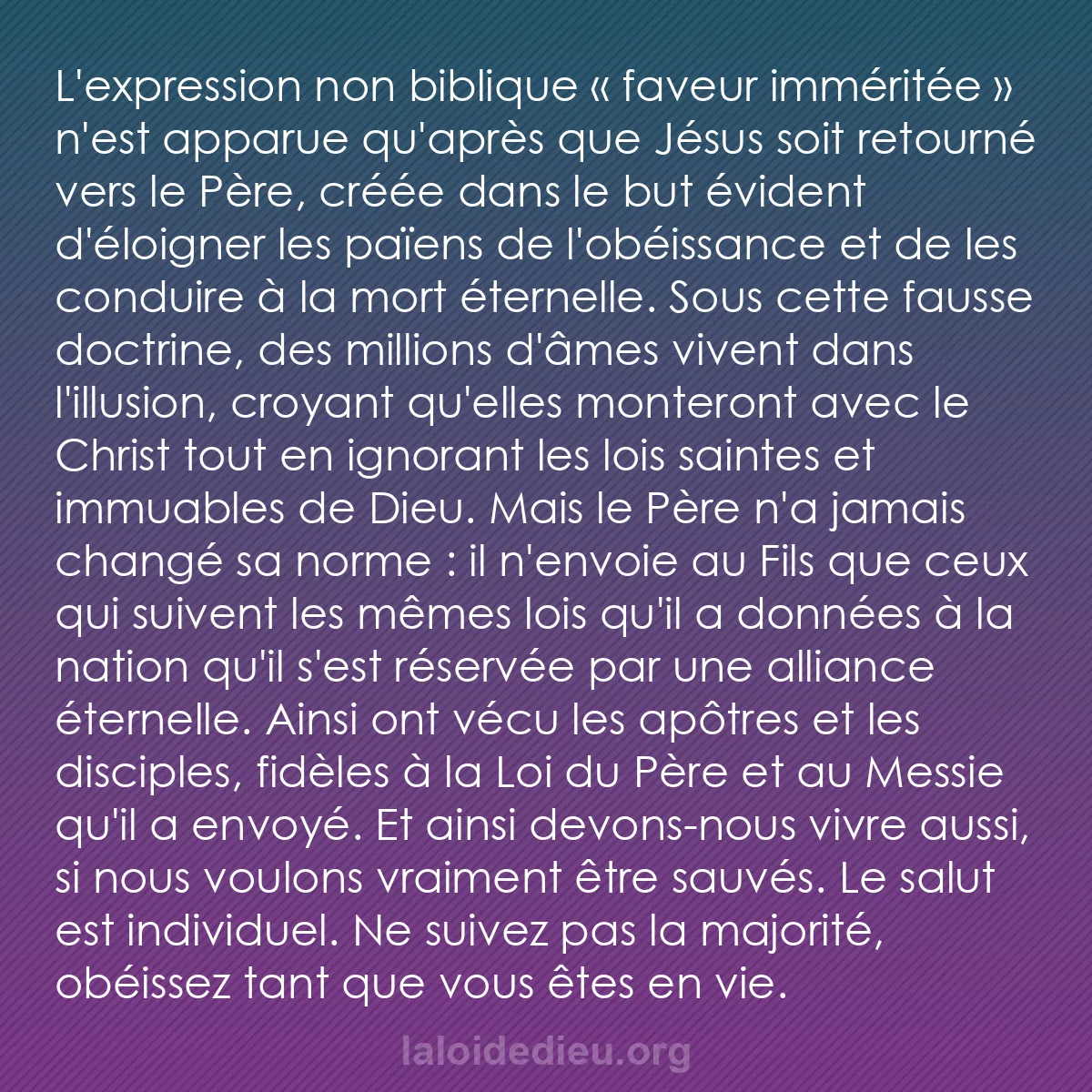 b0354 - Post à propos de la Loi de Dieu : L