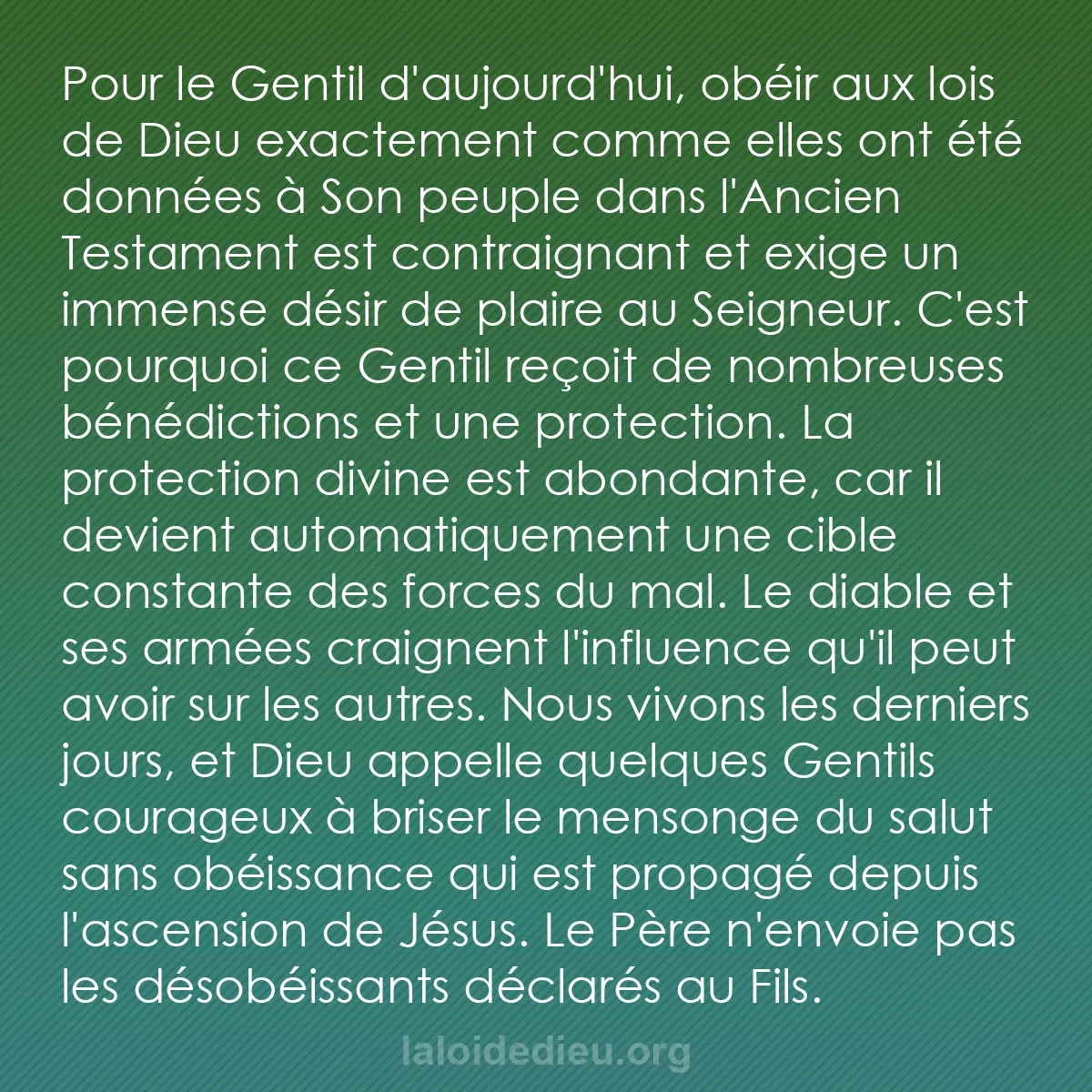 b0370 - Post à propos de la Loi de Dieu : Pour le Gentil d