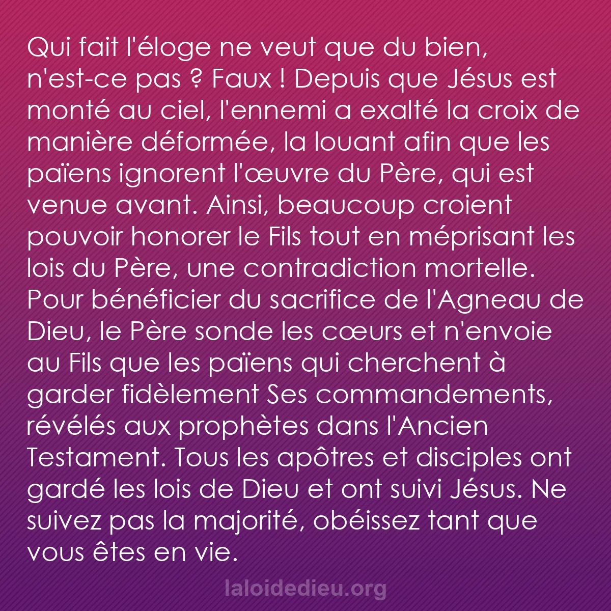 b0381 - Post à propos de la Loi de Dieu : Qui fait l