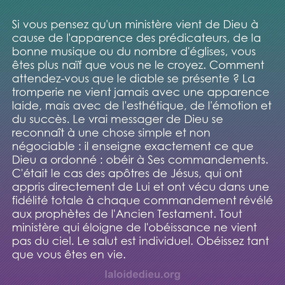 b0384 - Post à propos de la Loi de Dieu : Si vous pensez qu
