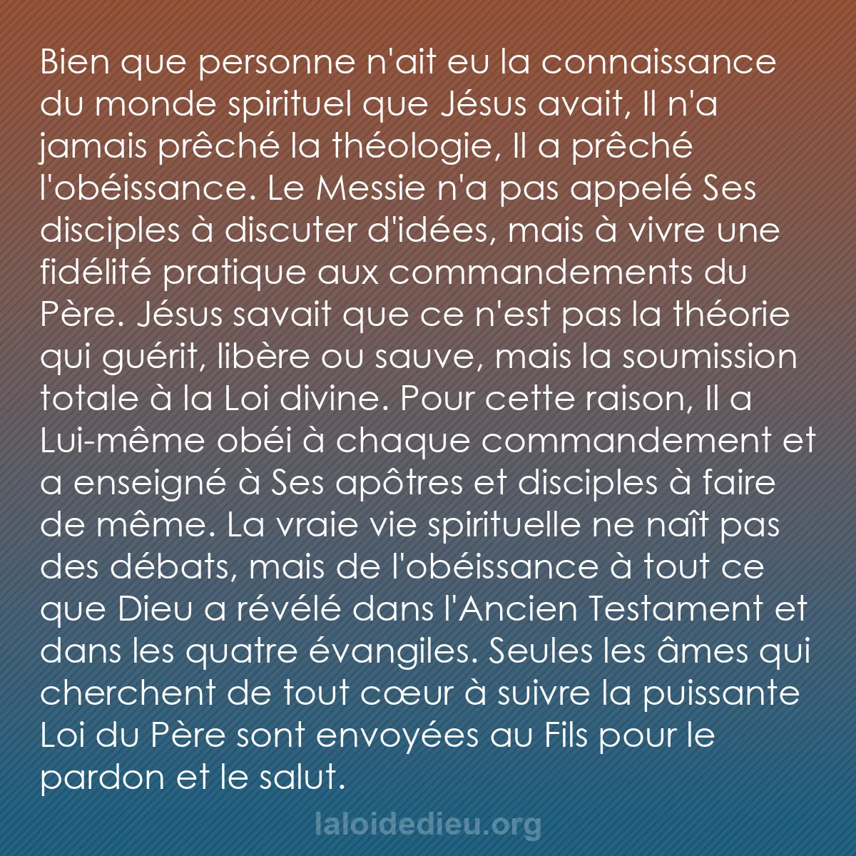 b0392 - Post à propos de la Loi de Dieu : Bien que personne n