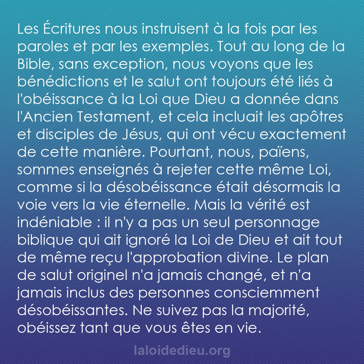 b0395 - Post à propos de la Loi de Dieu : Les Écritures nous instruisent à la fois par les paroles et...