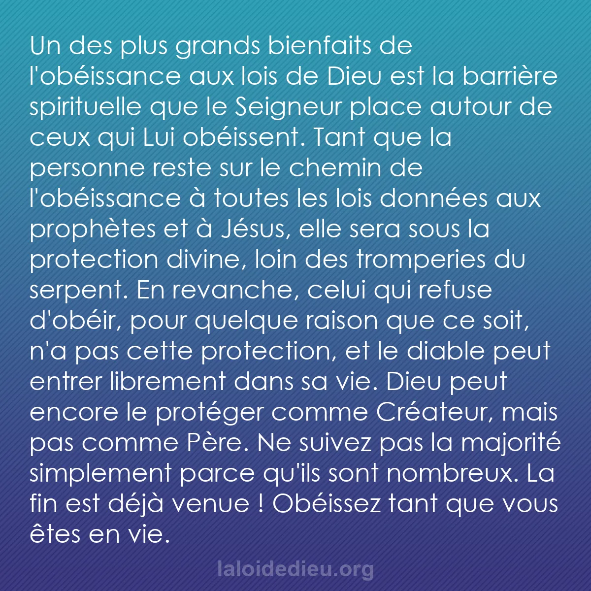 b0415 - Post à propos de la Loi de Dieu : Un des plus grands bienfaits de l