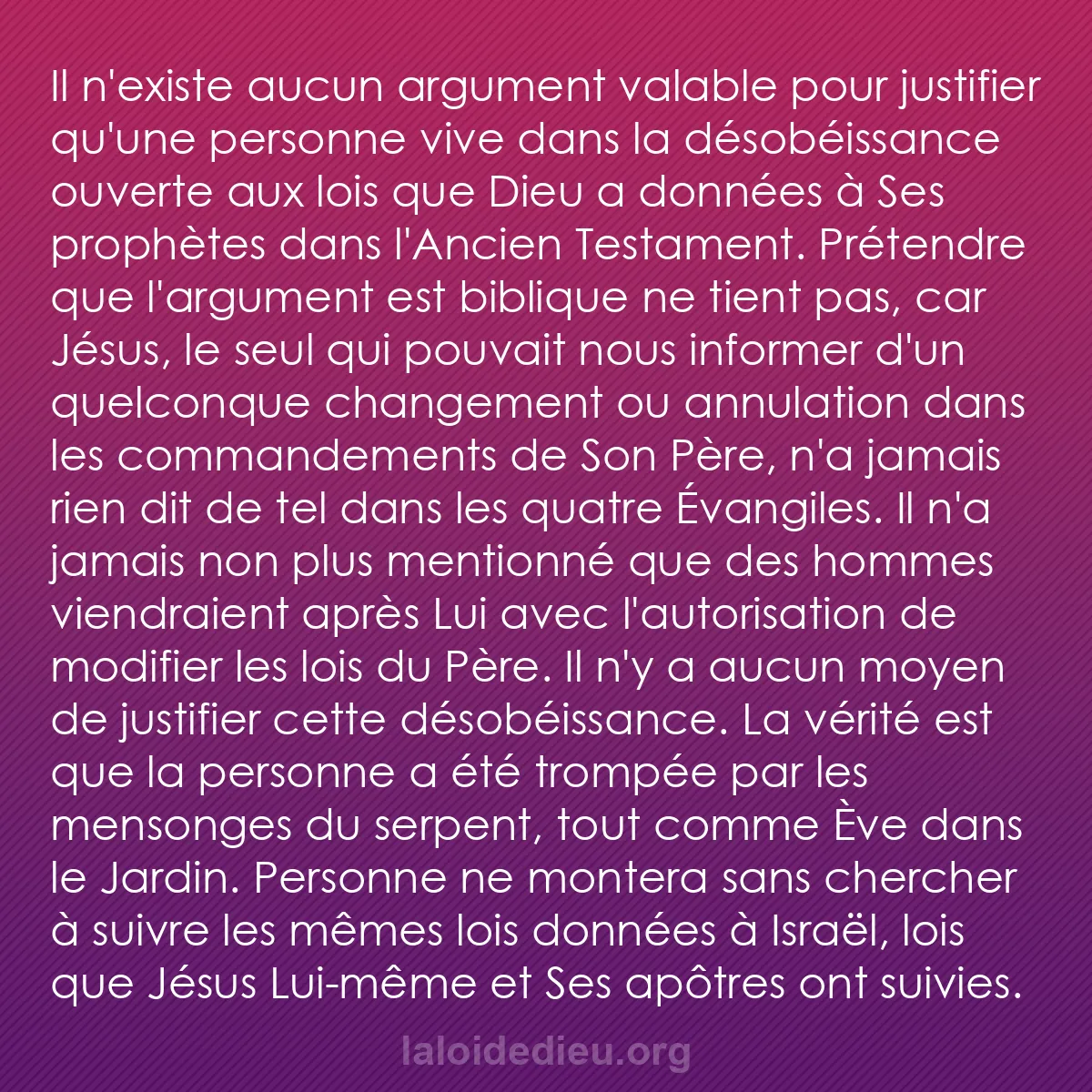 b0421 - Post à propos de la Loi de Dieu : Il n