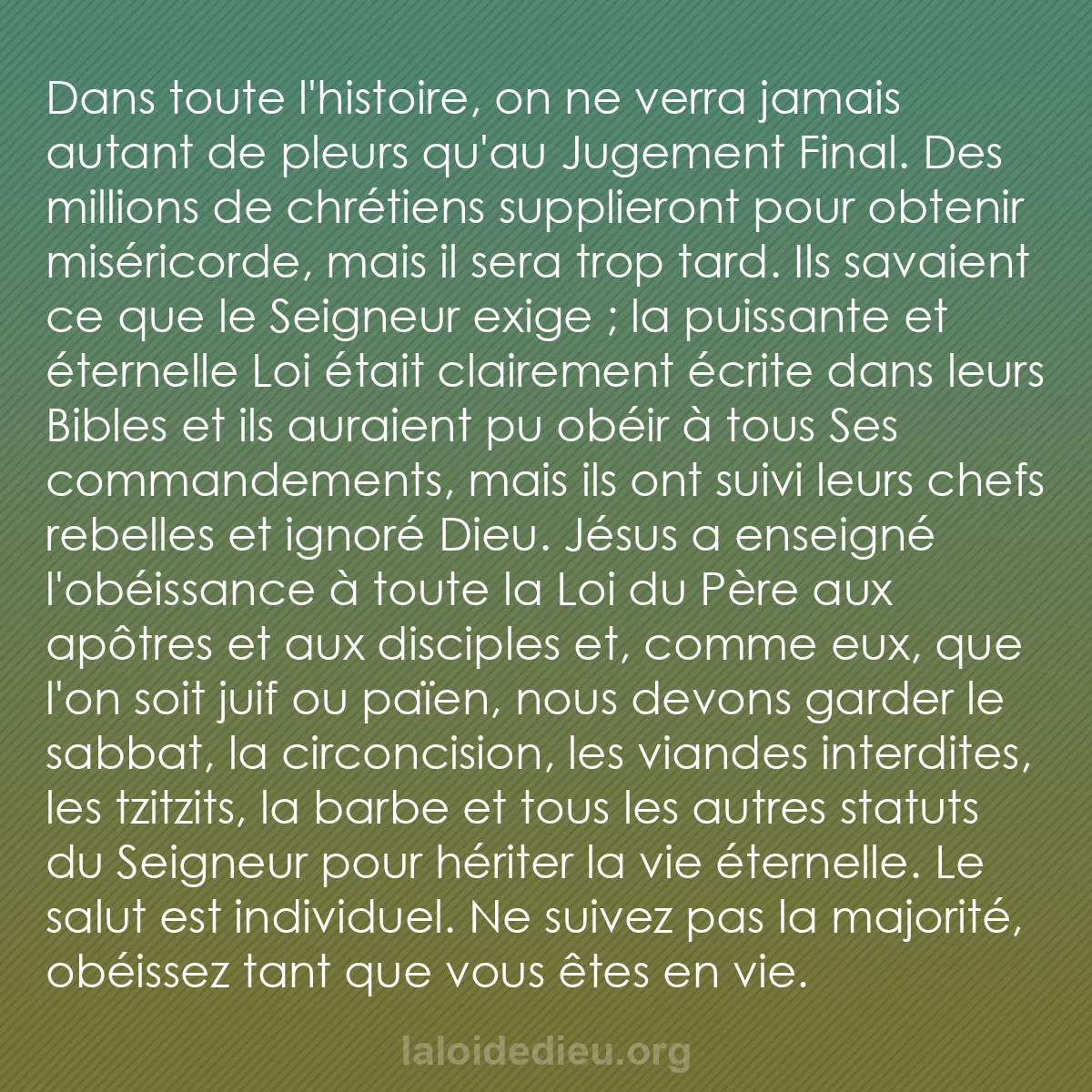 b0423 - Post à propos de la Loi de Dieu : Dans toute l