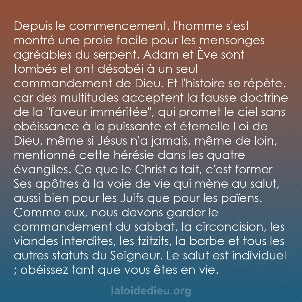 b0432 - Post à propos de la Loi de Dieu : Depuis le commencement, l