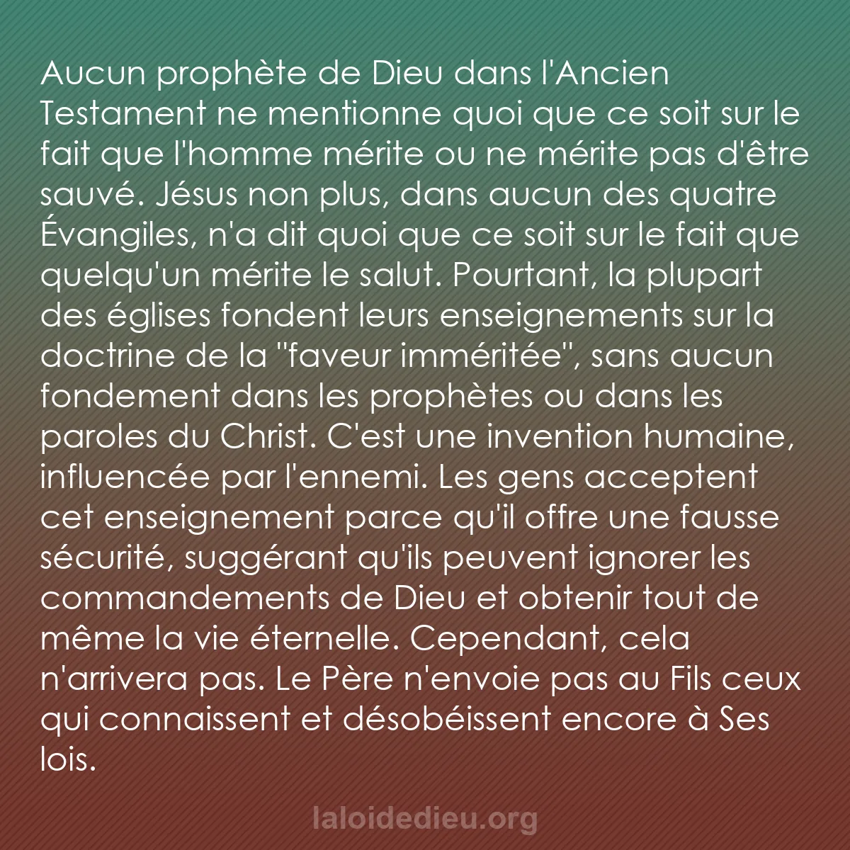 b0433 - Post à propos de la Loi de Dieu : Aucun prophète de Dieu dans l