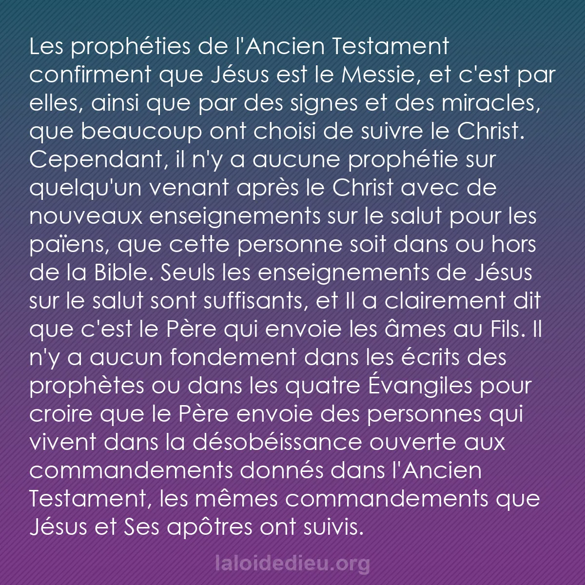 b0434 - Post à propos de la Loi de Dieu : Les prophéties de l
