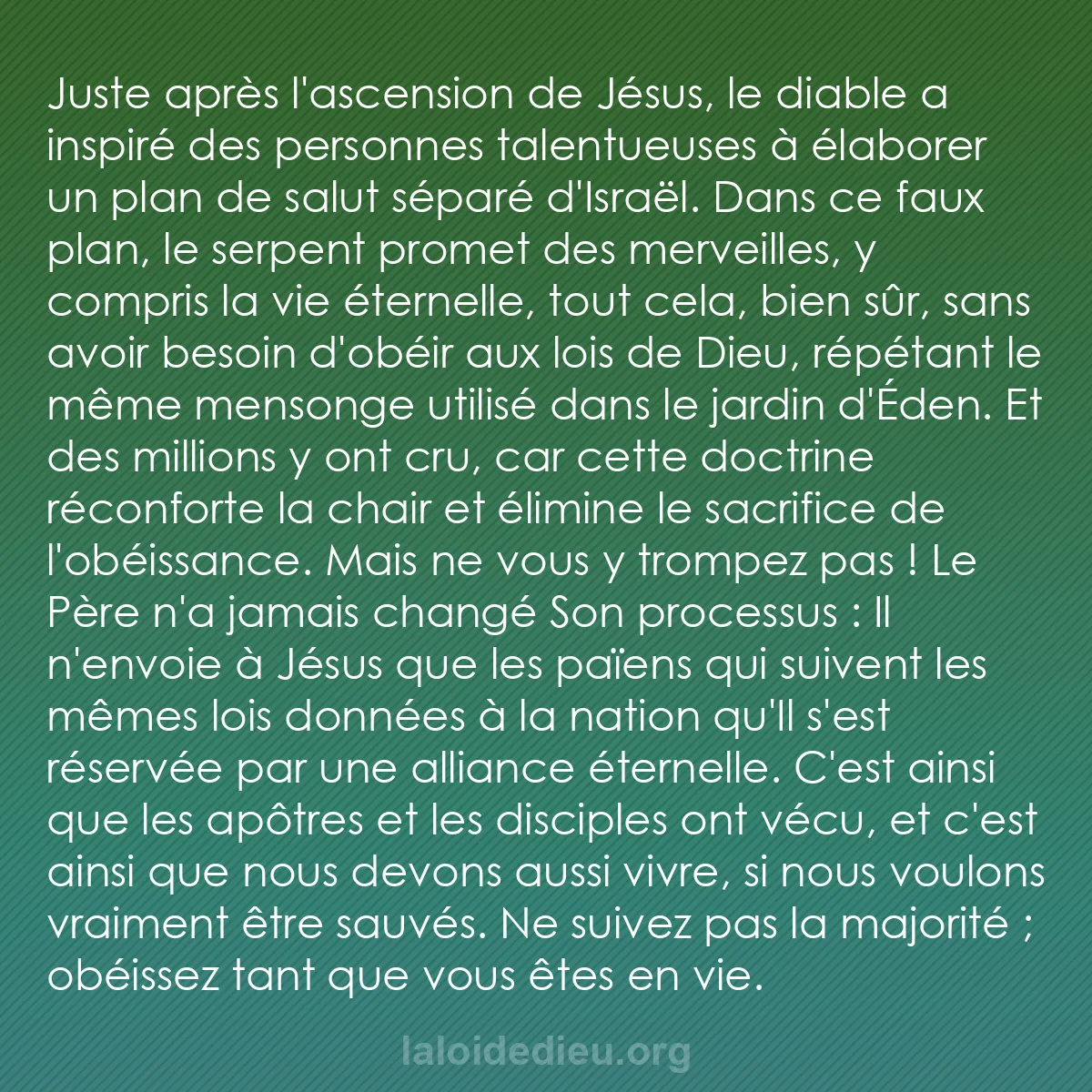 b0450 - Post à propos de la Loi de Dieu : Juste après l