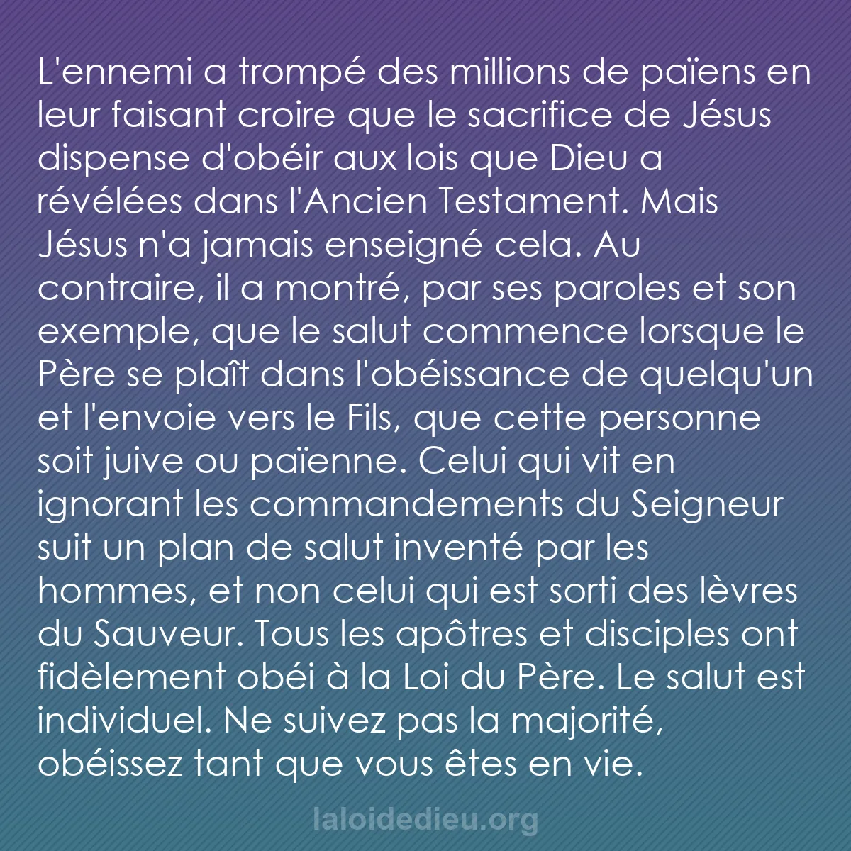 b0462 - Post à propos de la Loi de Dieu : L