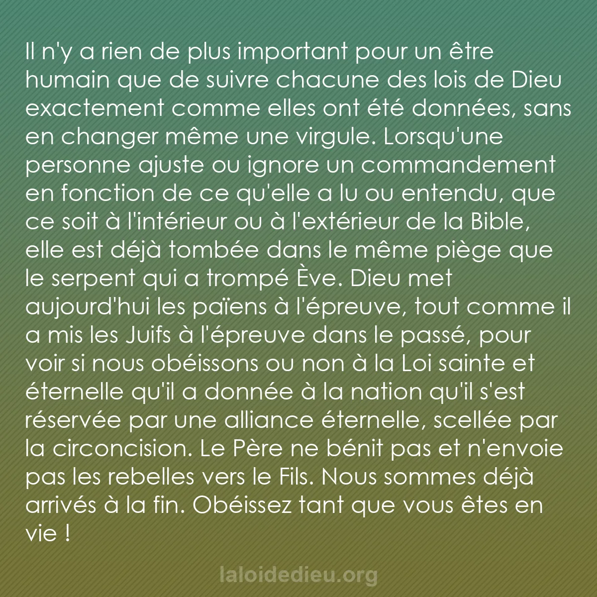 b0463 - Post à propos de la Loi de Dieu : Il n