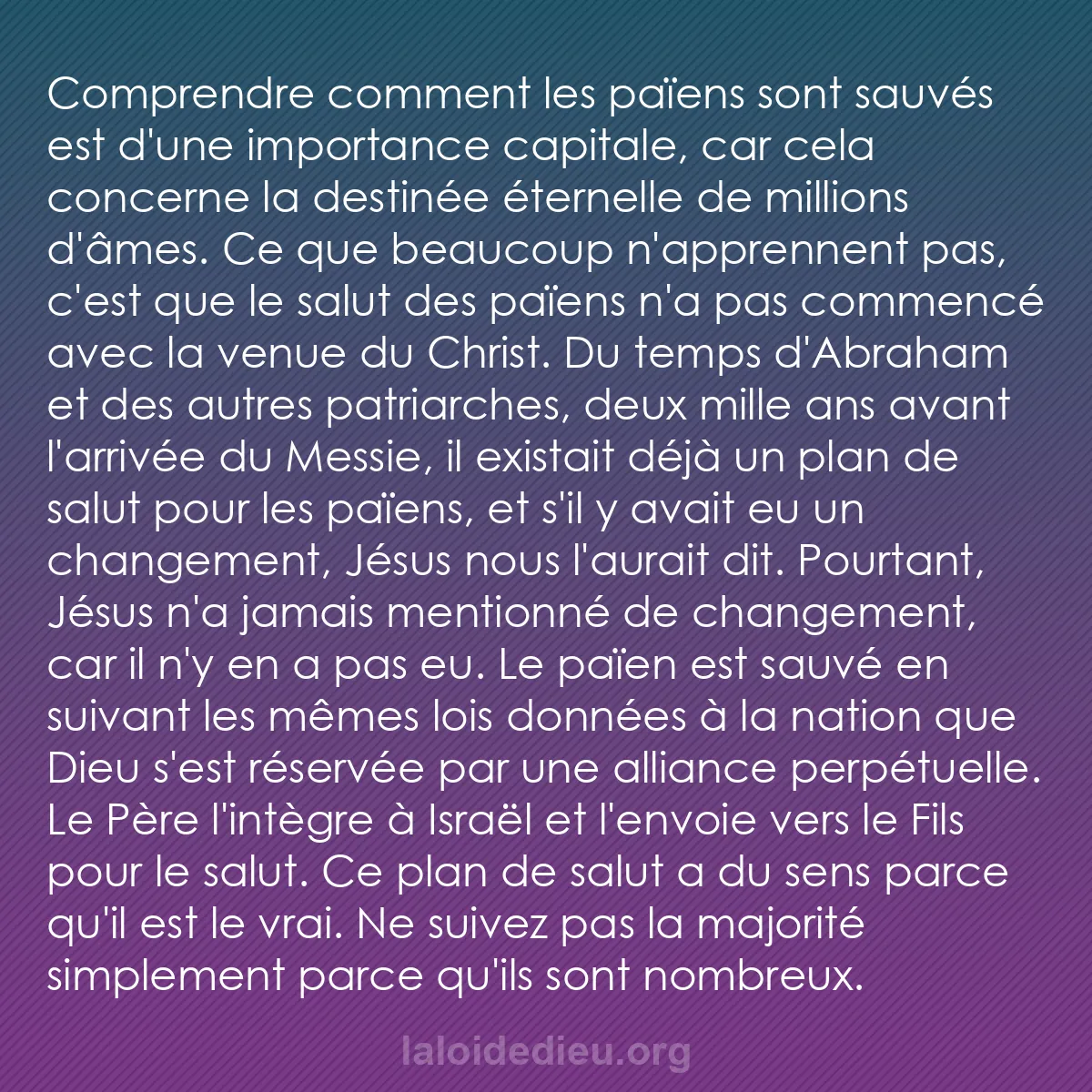 b0474 - Post à propos de la Loi de Dieu : Comprendre comment les païens sont sauvés est d