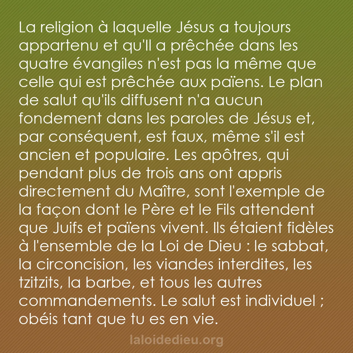 b0489 - Post à propos de la Loi de Dieu : La religion à laquelle Jésus a toujours appartenu et qu