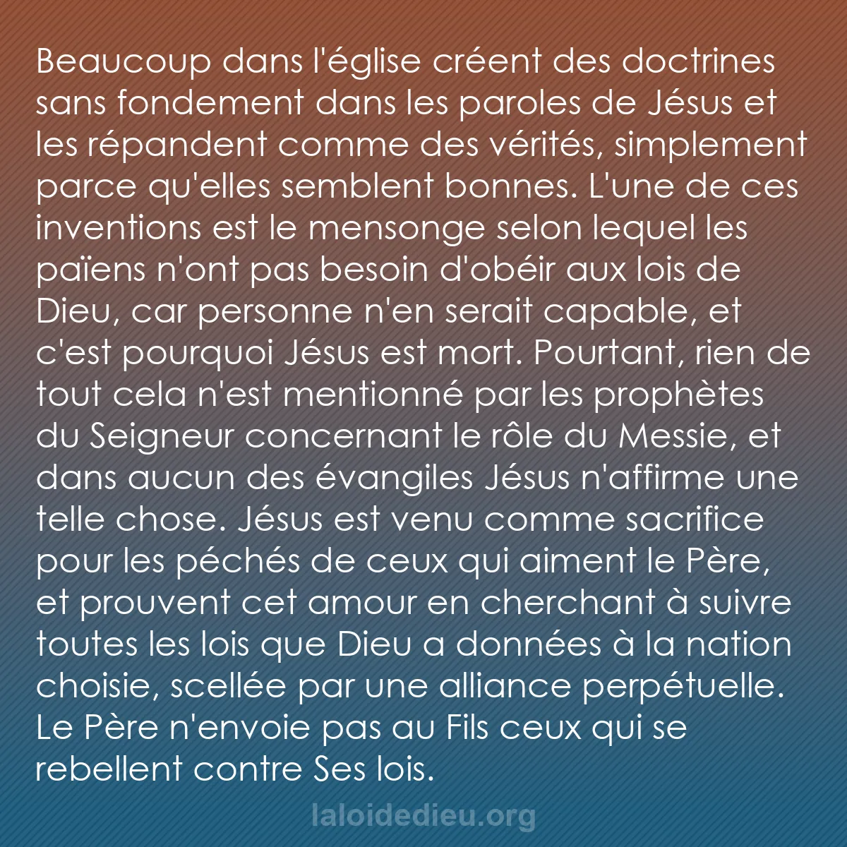 b0492 - Post à propos de la Loi de Dieu : Beaucoup dans l
