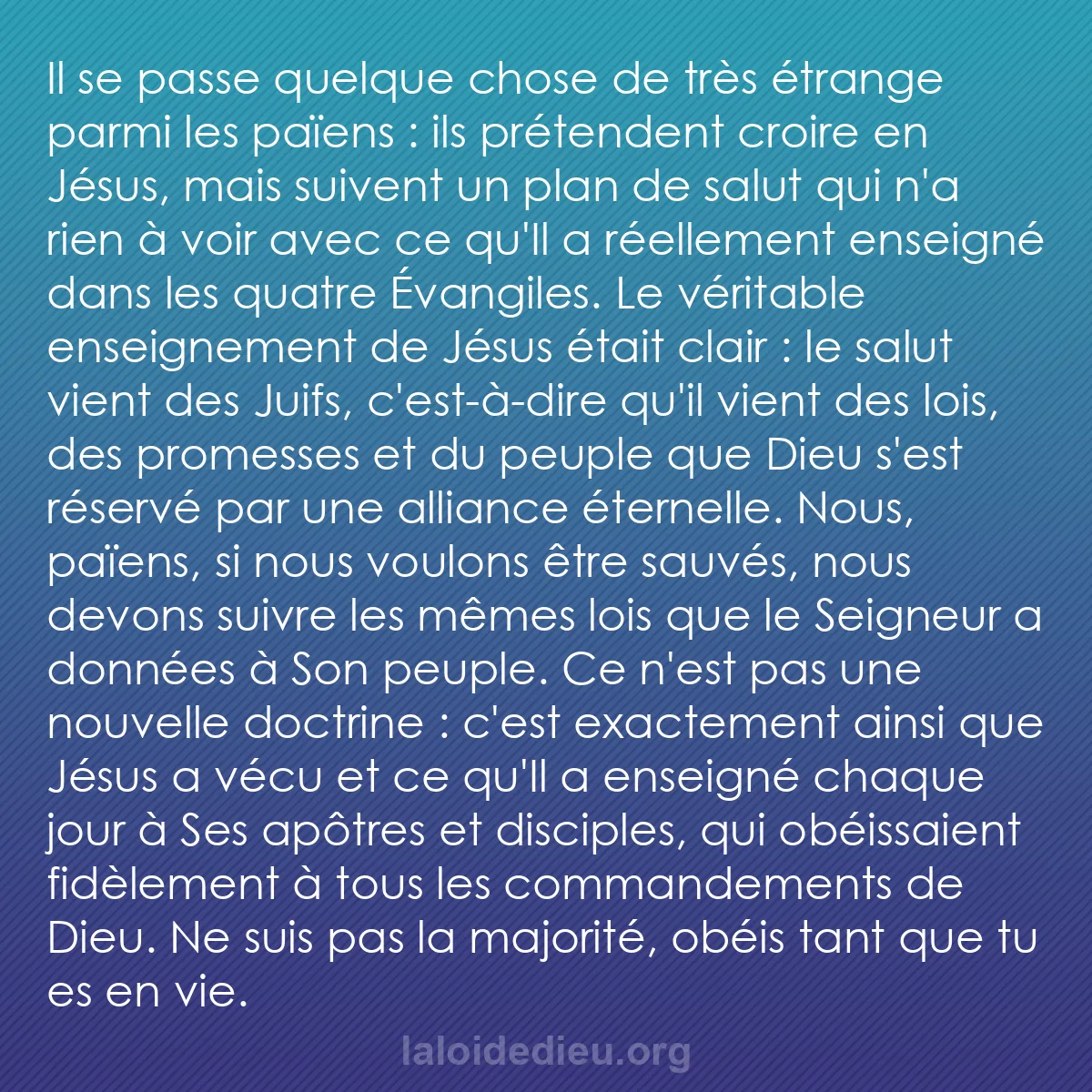 b0495 - Post à propos de la Loi de Dieu : Il se passe quelque chose de très étrange parmi les païens :...