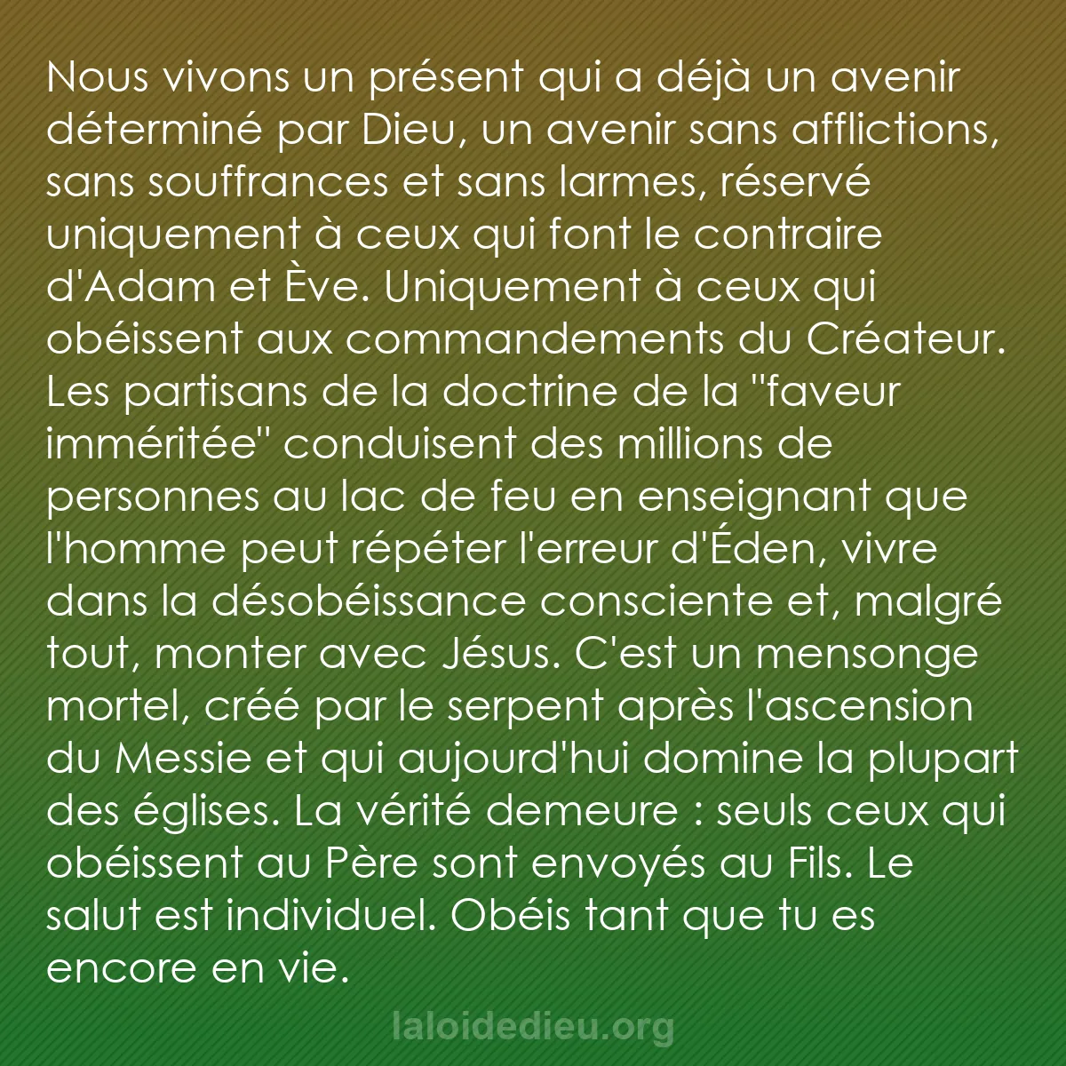 b0496 - Post à propos de la Loi de Dieu : Nous vivons un présent qui a déjà un avenir déterminé par Dieu,...