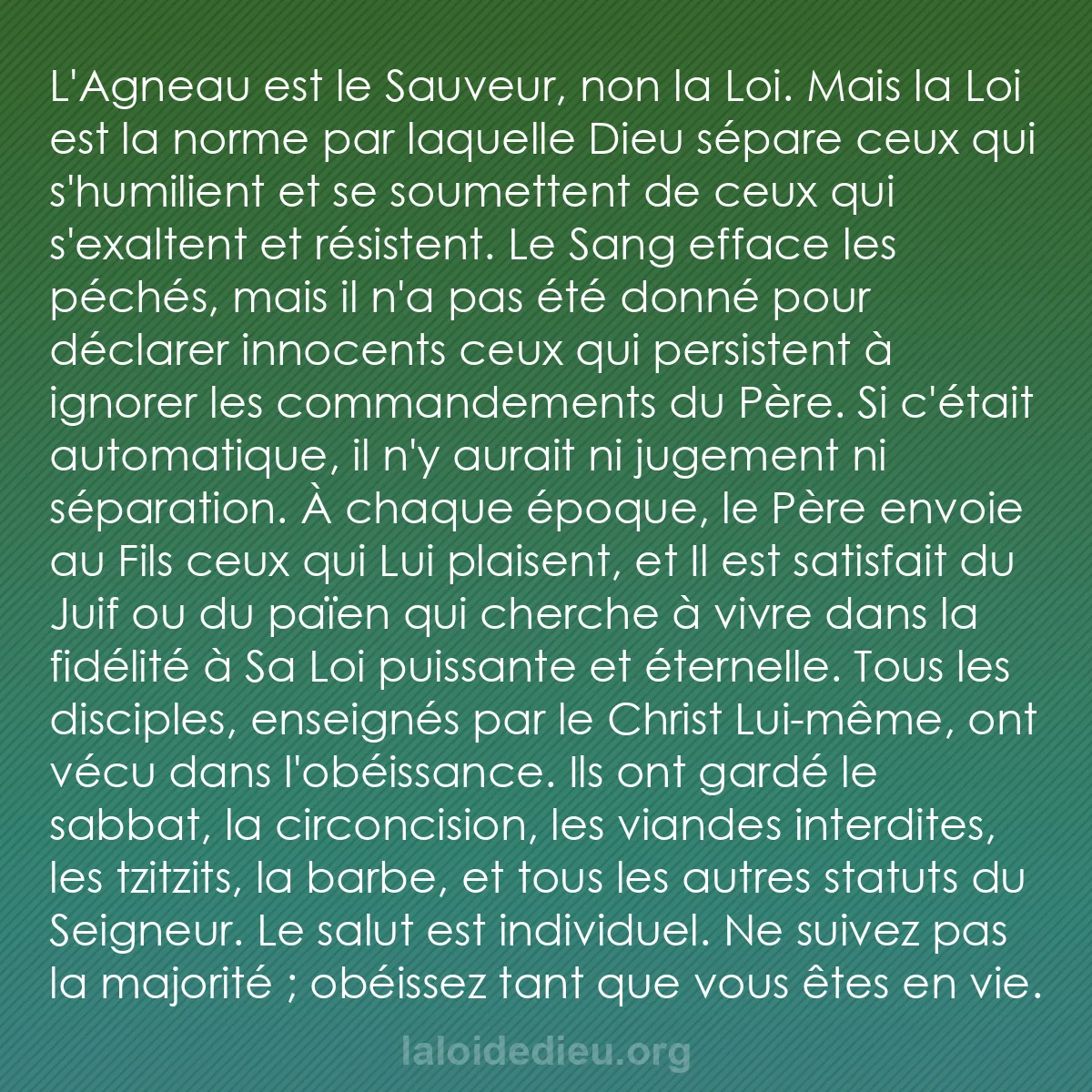 b0510 - Post à propos de la Loi de Dieu : L