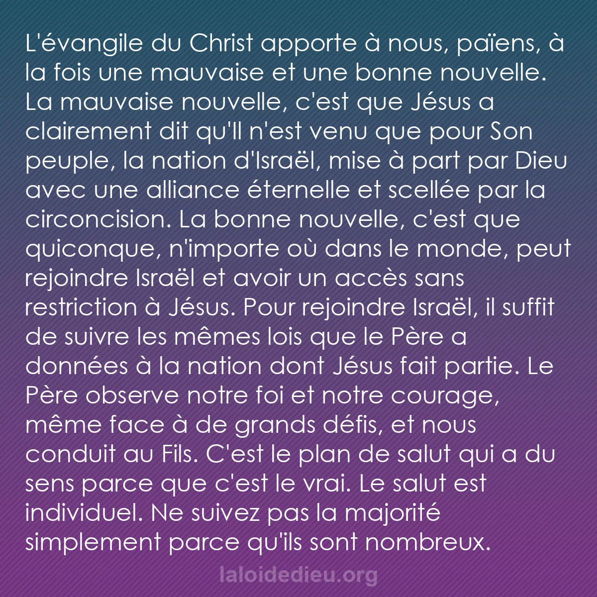 b0514 - Post à propos de la Loi de Dieu : L