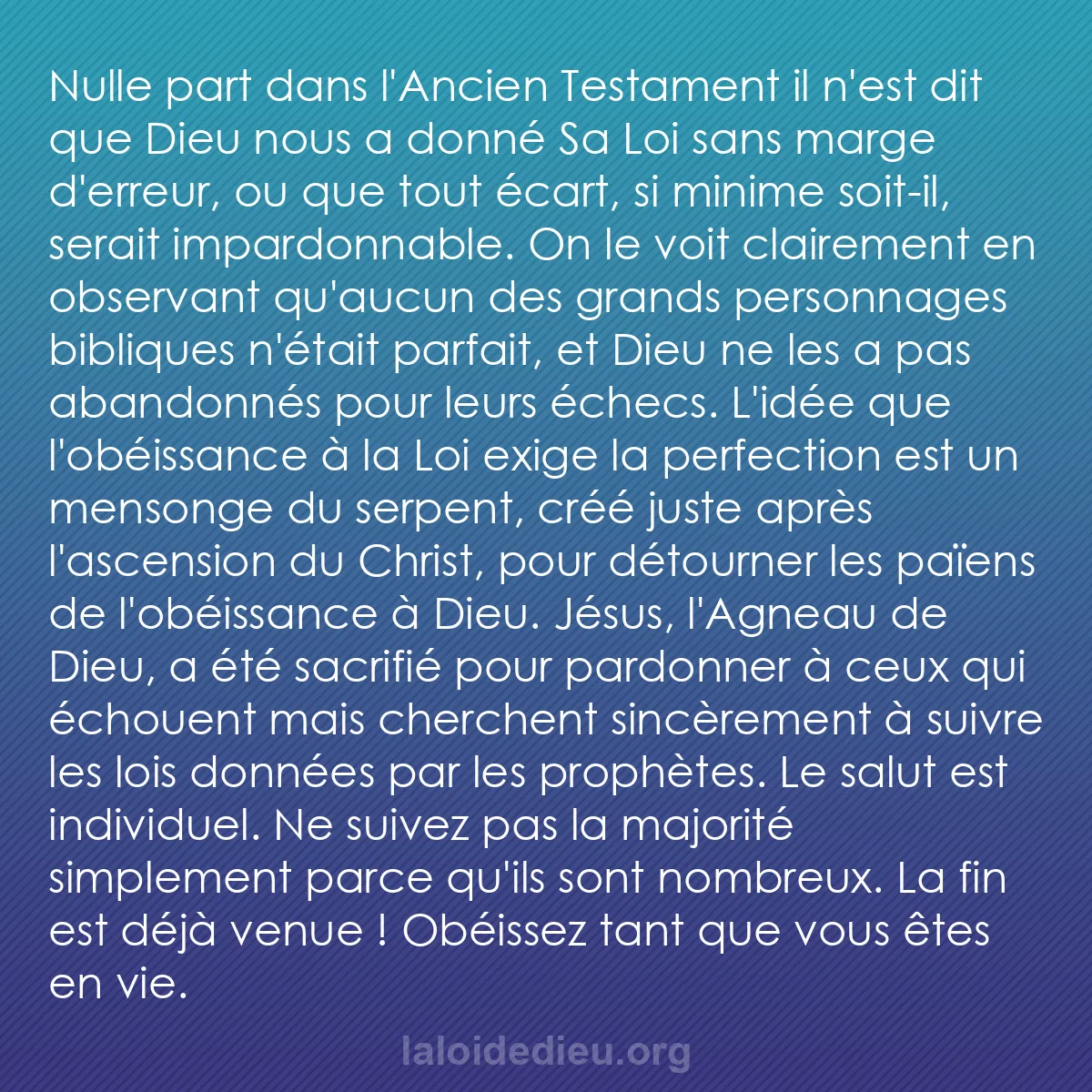 b0515 - Post à propos de la Loi de Dieu : Nulle part dans l