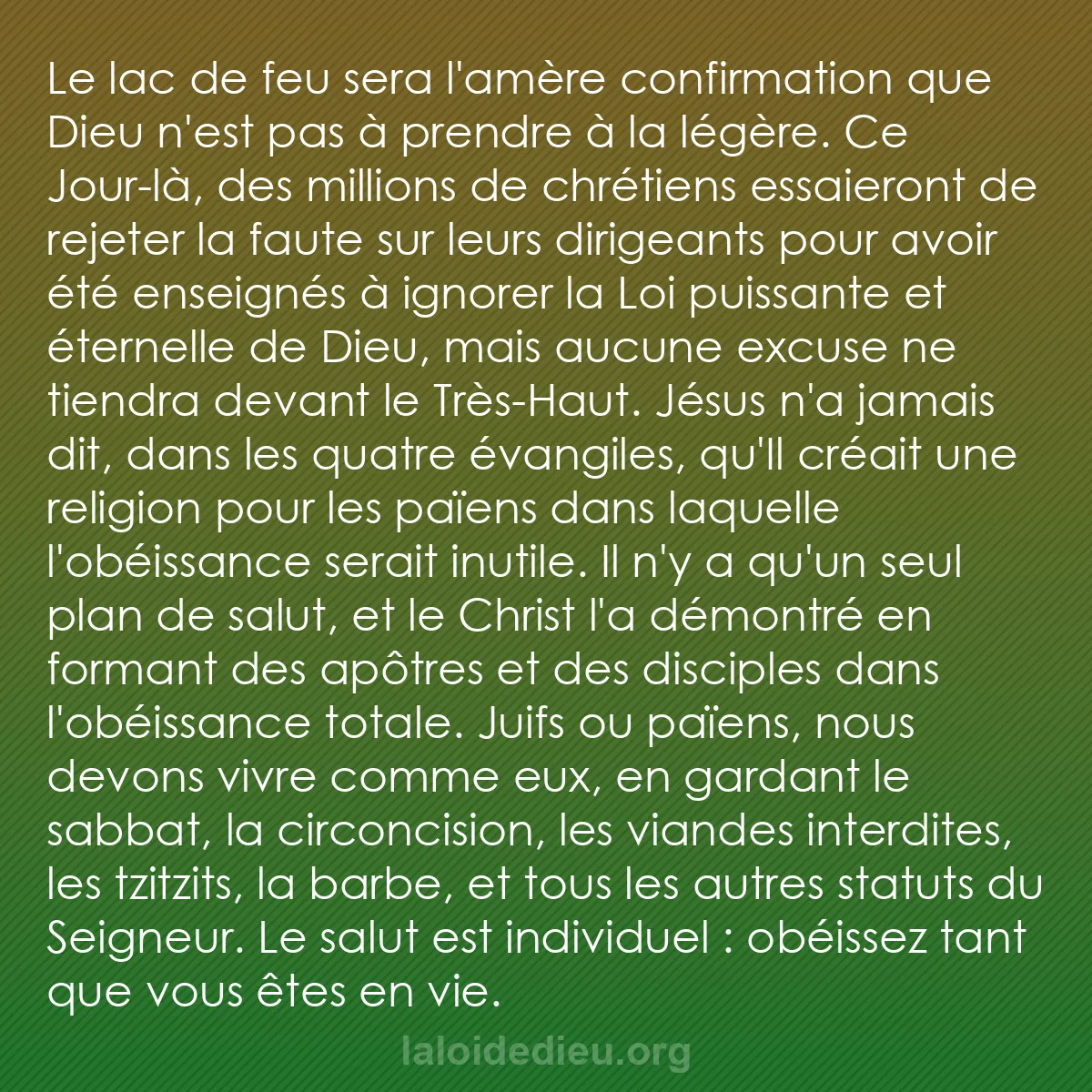 b0516 - Post à propos de la Loi de Dieu : Le lac de feu sera l
