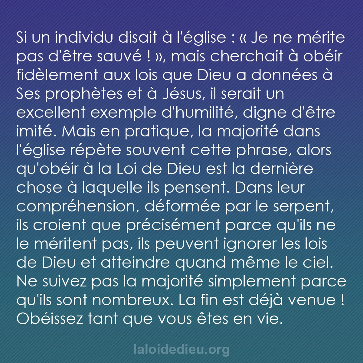 b0517 - Post à propos de la Loi de Dieu : Si un individu disait à l