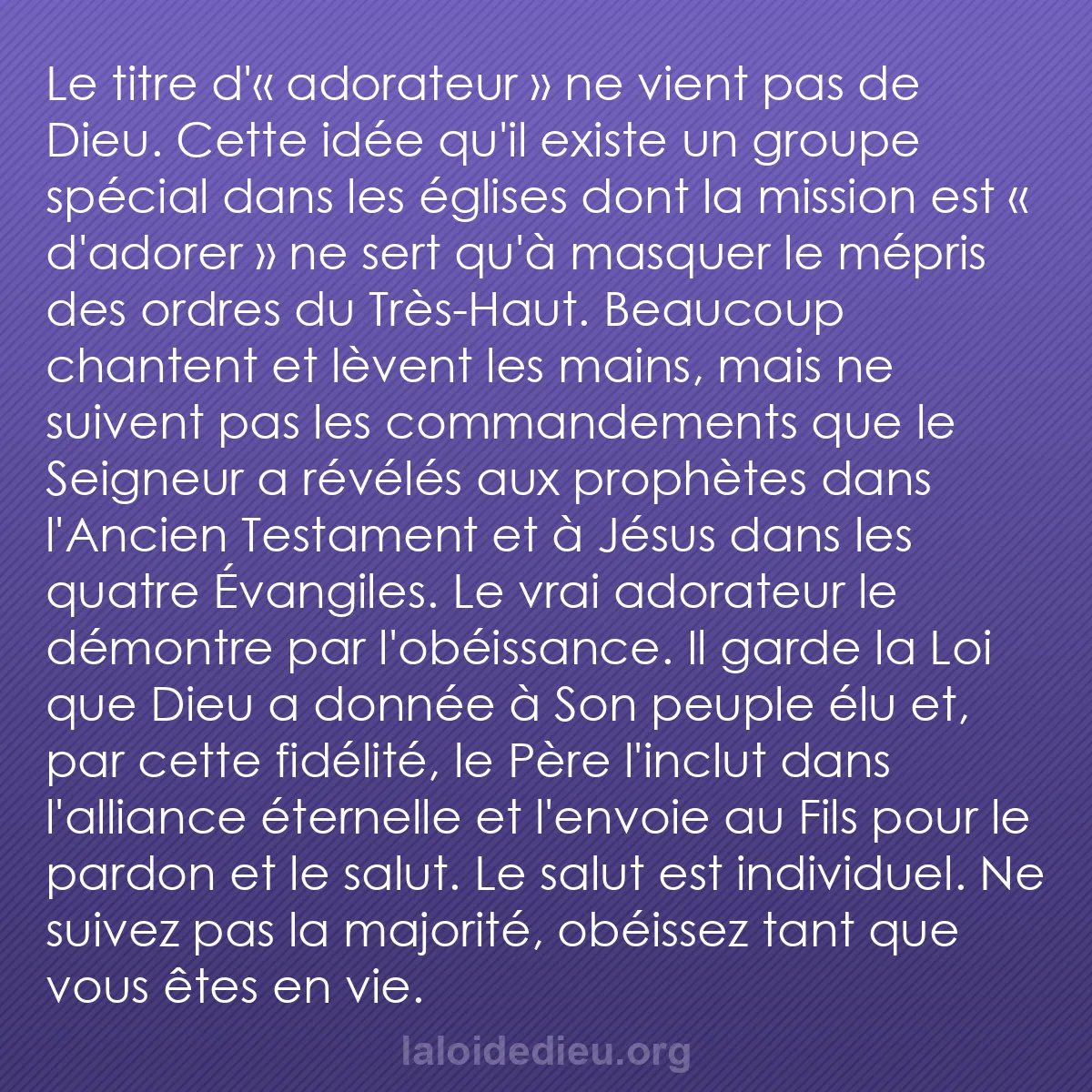 b0518 - Post à propos de la Loi de Dieu : Le titre d