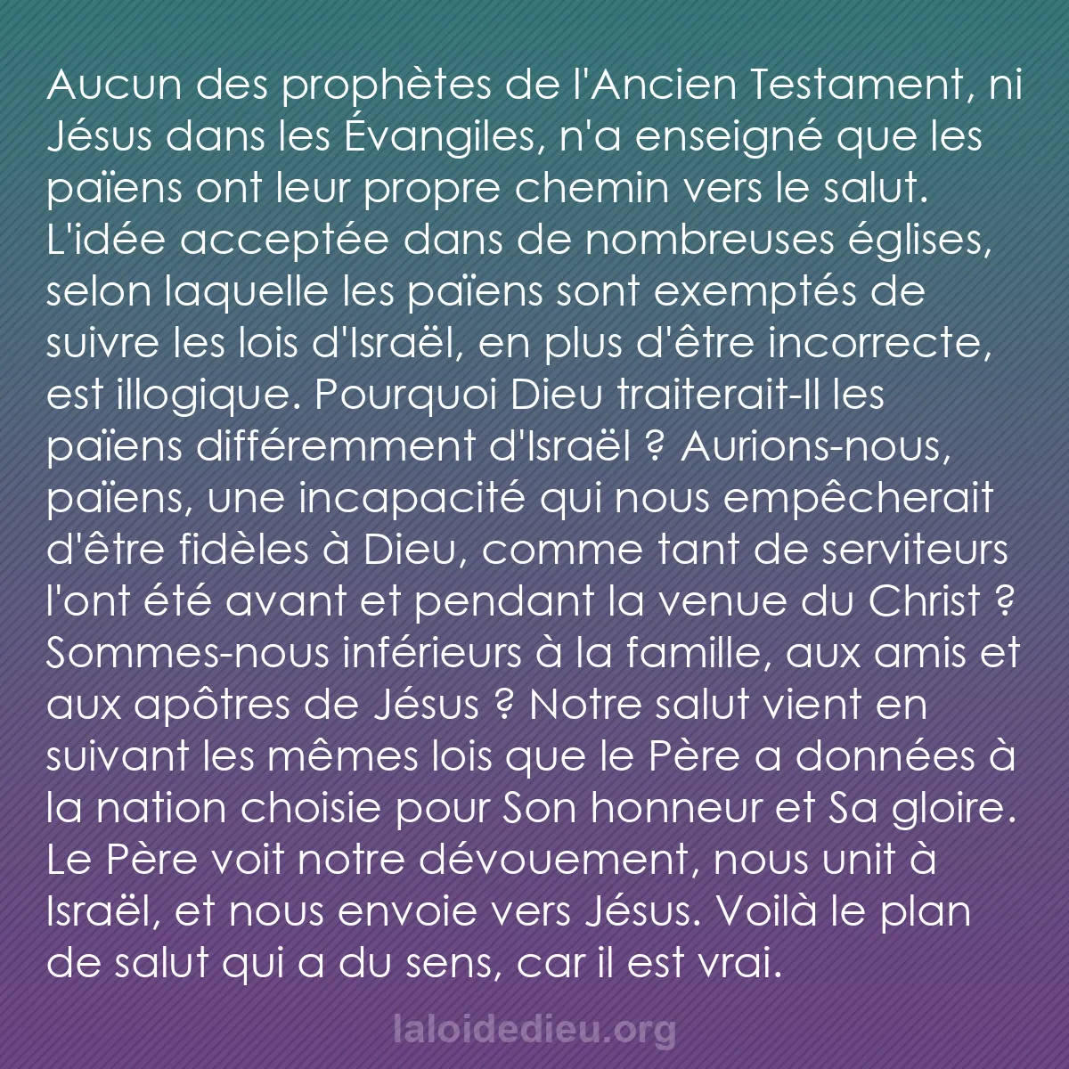 b0524 - Post à propos de la Loi de Dieu : Aucun des prophètes de l
