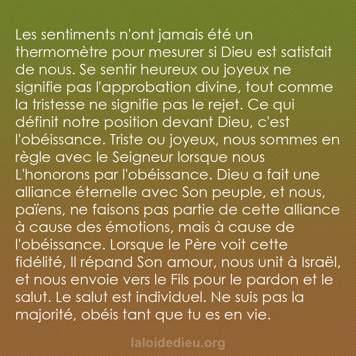 b0529 - Post à propos de la Loi de Dieu : Les sentiments n