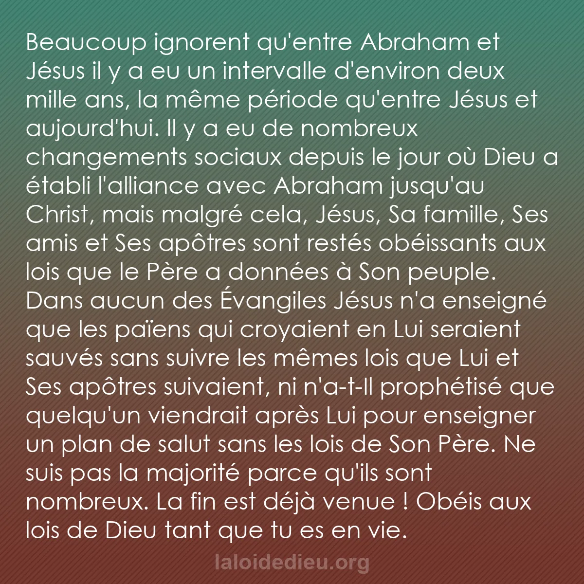 b0533 - Post à propos de la Loi de Dieu : Beaucoup ignorent qu