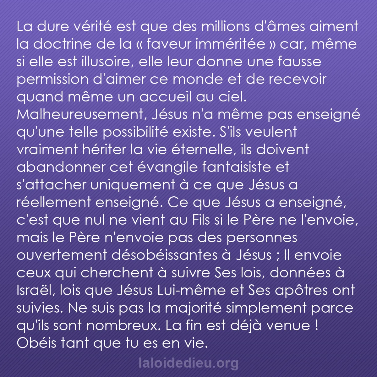 b0538 - Post à propos de la Loi de Dieu : La dure vérité est que des millions d