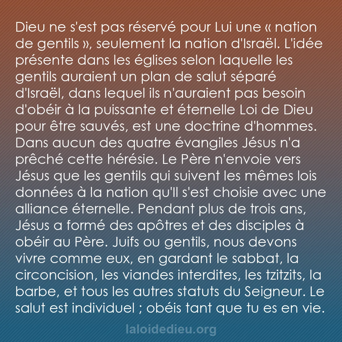 b0552 - Post à propos de la Loi de Dieu : Dieu ne s