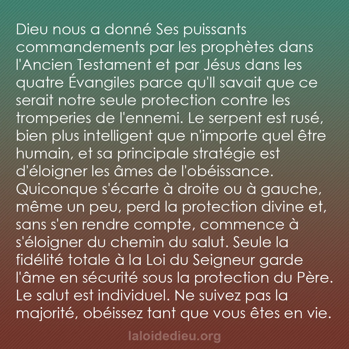 b0553 - Post à propos de la Loi de Dieu : Dieu nous a donné Ses puissants commandements par les prophètes...