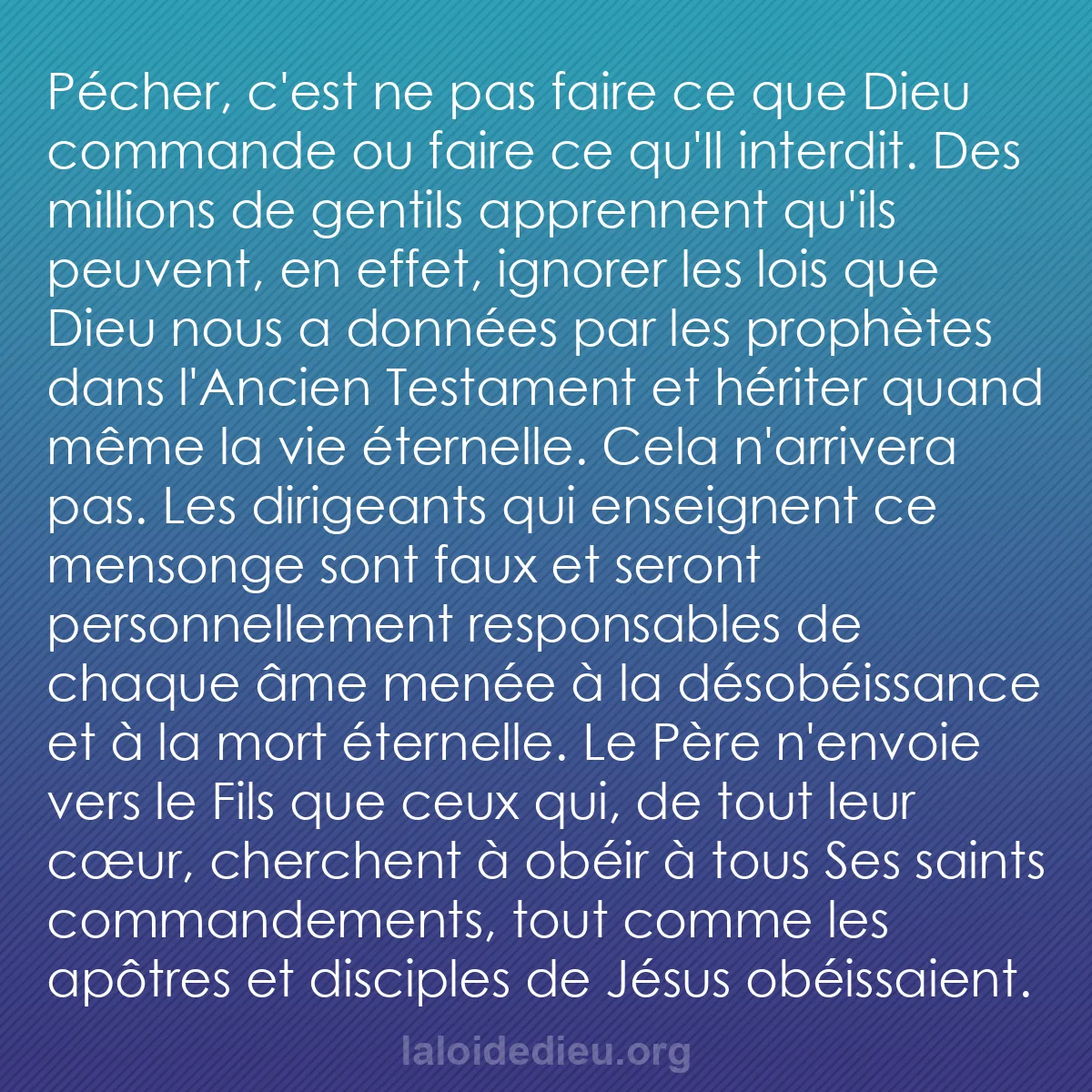 b0555 - Post à propos de la Loi de Dieu : Pécher, c
