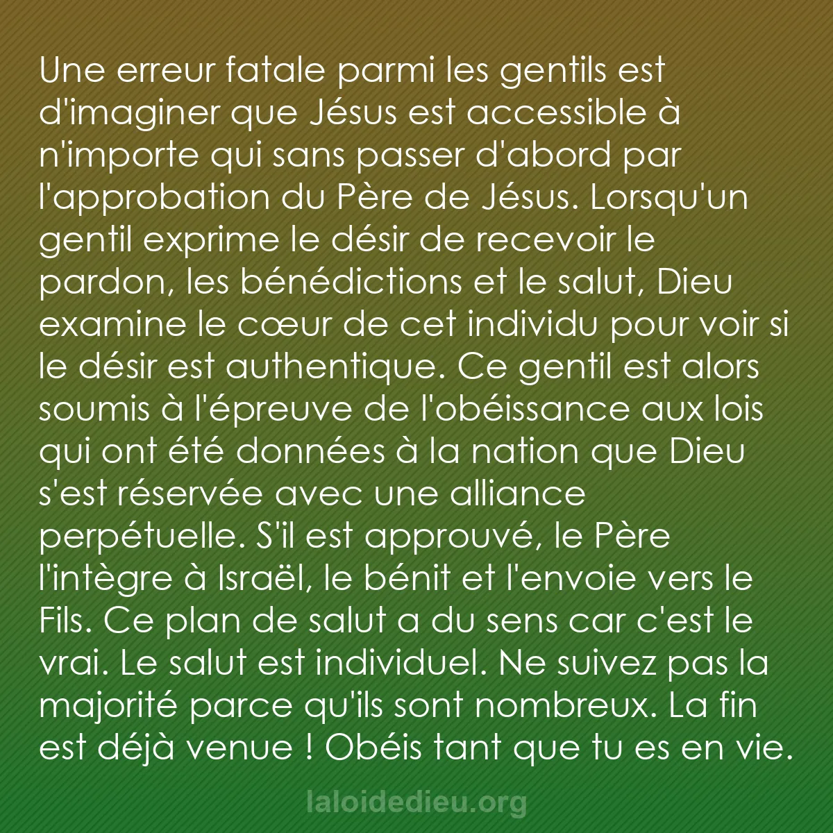 b0556 - Post à propos de la Loi de Dieu : Une erreur fatale parmi les gentils est d