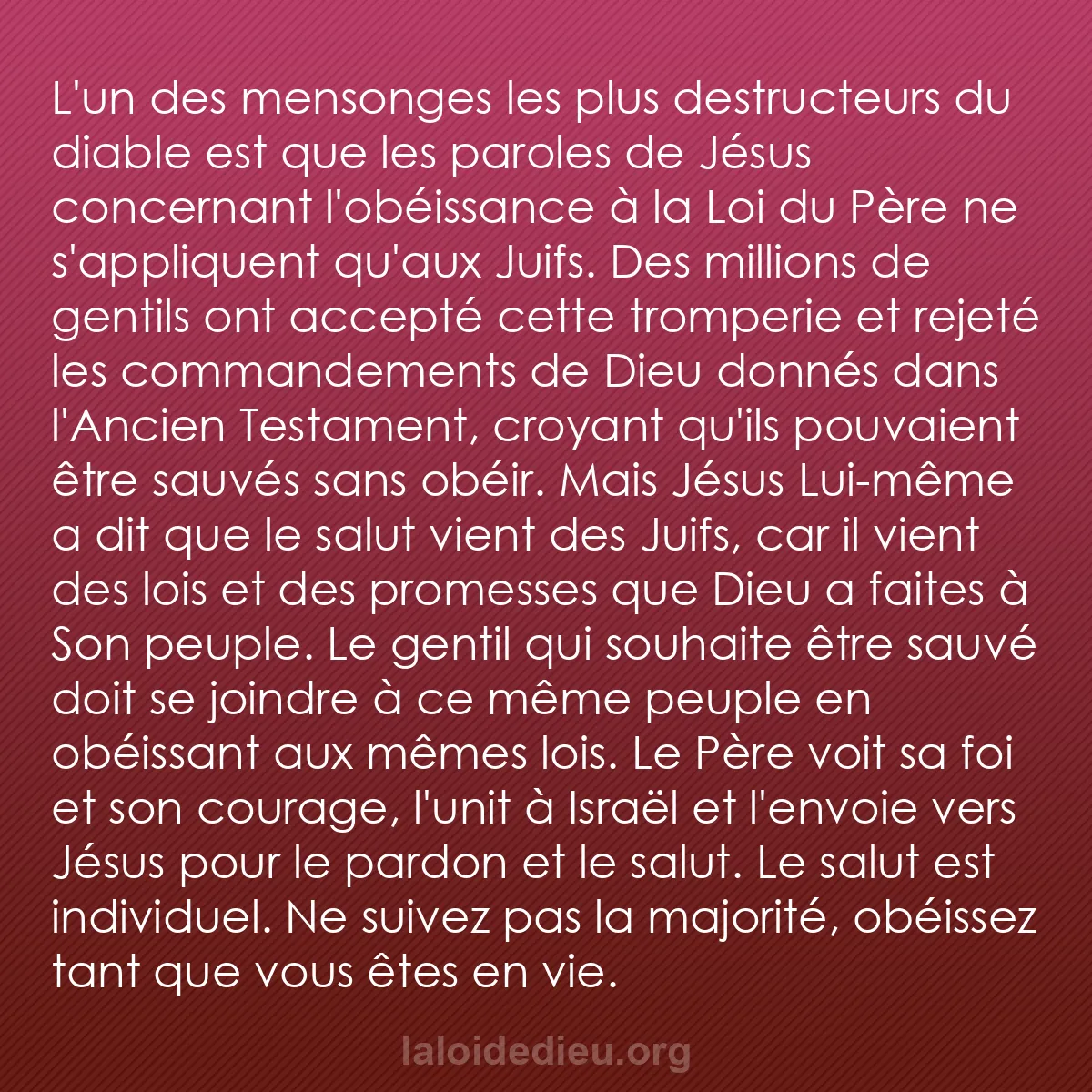 b0559 - Post à propos de la Loi de Dieu : L