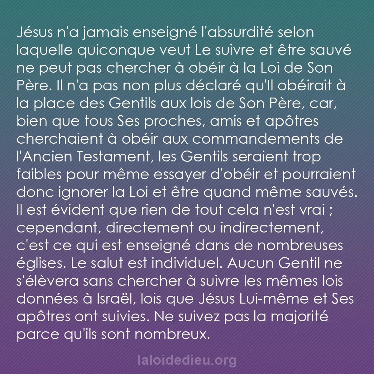b0564 - Post à propos de la Loi de Dieu : Jésus n