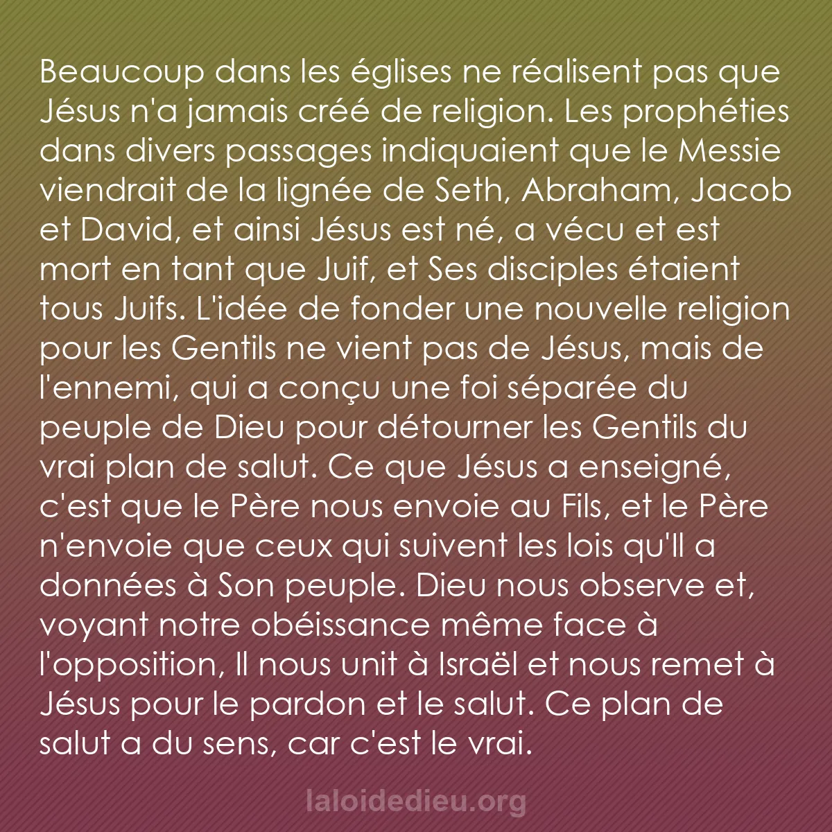 b0568 - Post à propos de la Loi de Dieu : Beaucoup dans les églises ne réalisent pas que Jésus n