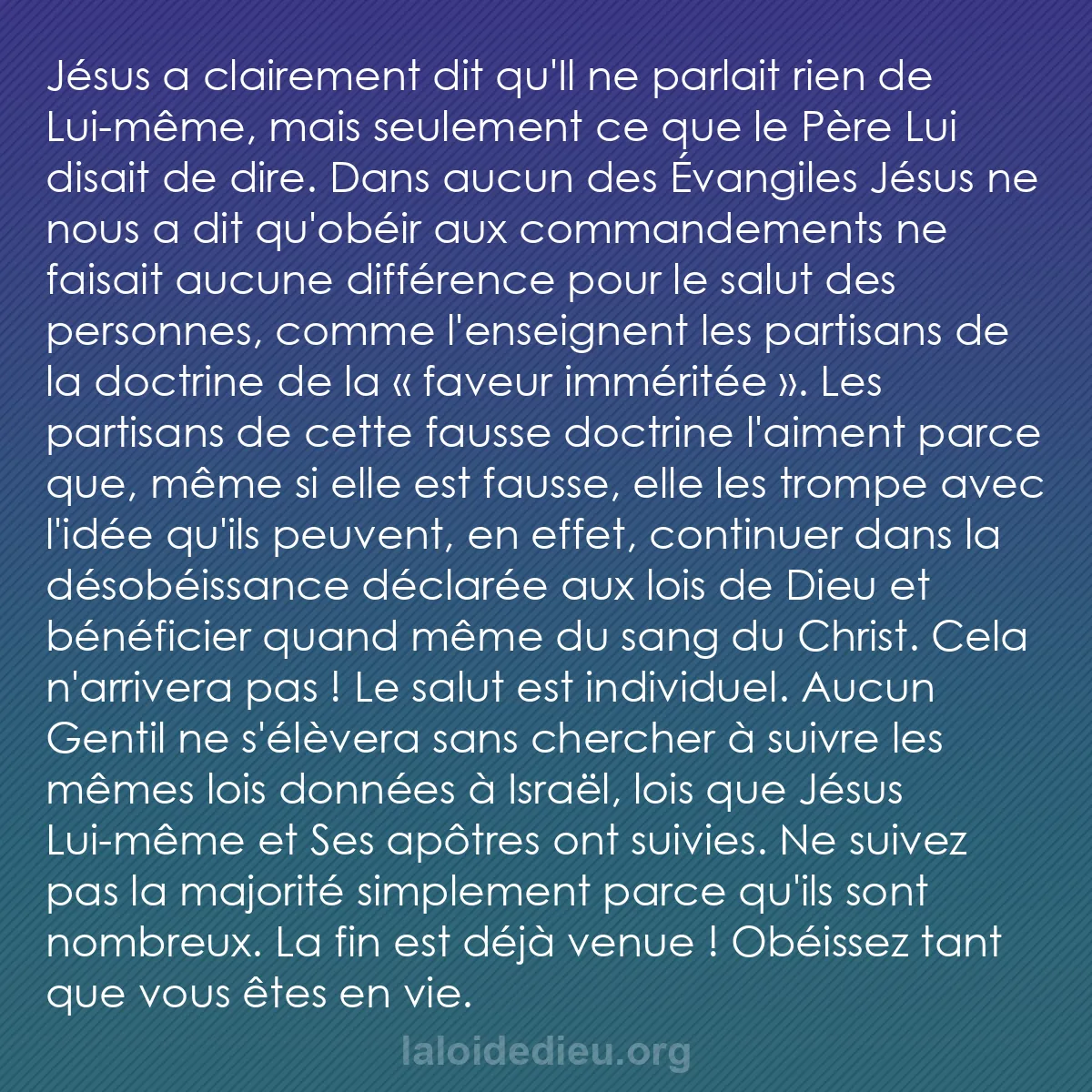 b0577 - Post à propos de la Loi de Dieu : Jésus a clairement dit qu