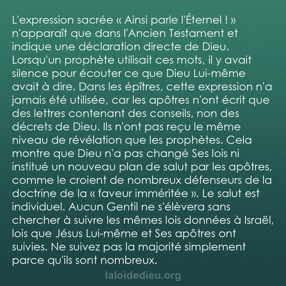 b0580 - Post à propos de la Loi de Dieu : L