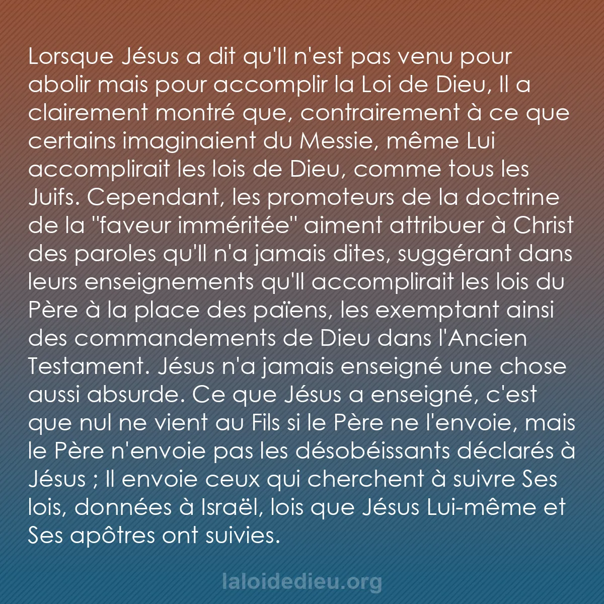 b0592 - Post à propos de la Loi de Dieu : Lorsque Jésus a dit qu