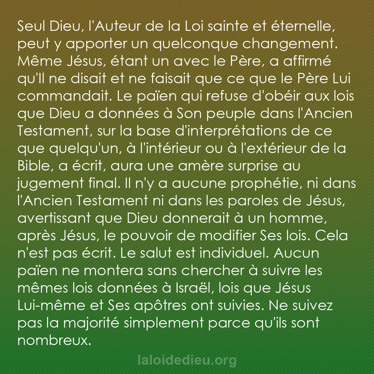 b0596 - Post à propos de la Loi de Dieu : Seul Dieu, l