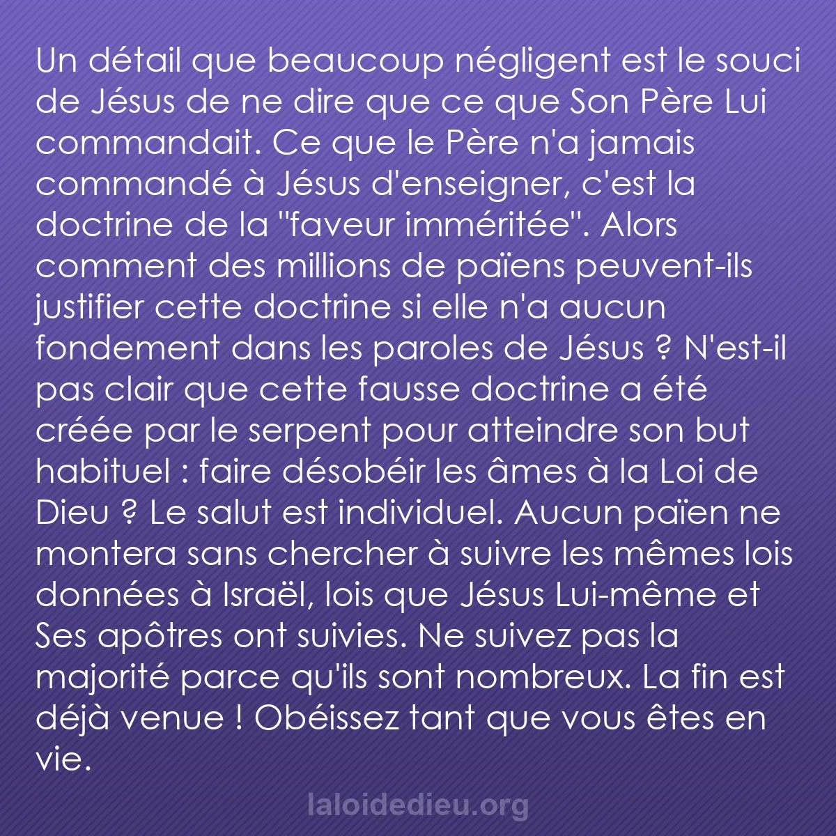 b0598 - Post à propos de la Loi de Dieu : Un détail que beaucoup négligent est le souci de Jésus de ne...